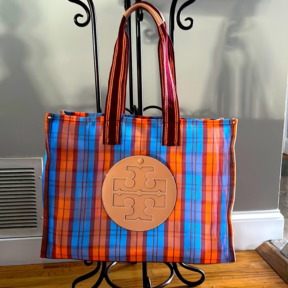Tory Burch Leather Trimmed Mesh Tote Bag